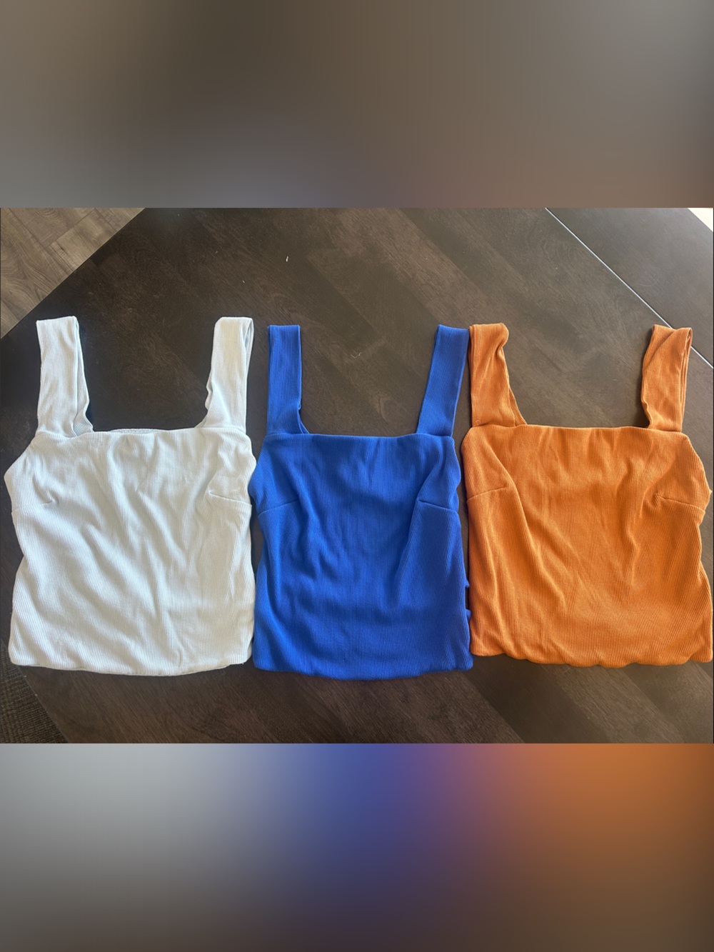 Square-Neck Crop Tank Tops - size medium.